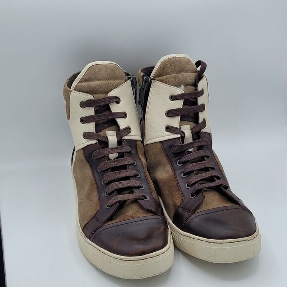 Kenneth Cole Men's Double Header High-Top Sneaker Size 11.5 white brown - Picture 5 of 8